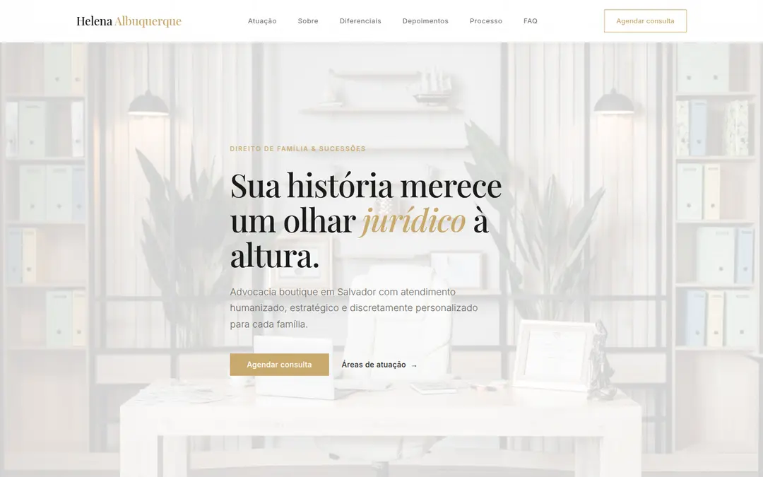 Site Dra. Helena Albuquerque para advocacia de família.